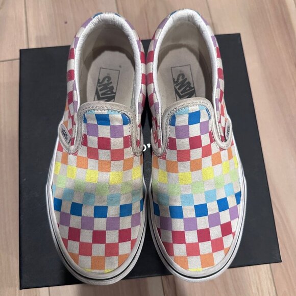 Vans Kids Rainbow Checkerboard Slip-On Canvas Casual Used Sneakers Size Kids 3 - Picture 12 of 16